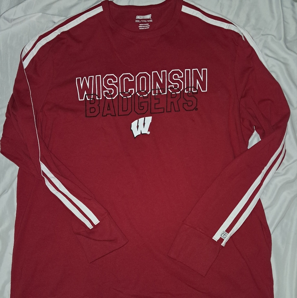 Men's Wisconsin Badgers Red Long Sleeve T Shirt Size XXL